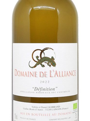 Domaine de l'Alliance Vin de pays de l'Atlantique Blanc Sec Definition 2022 750 ML
